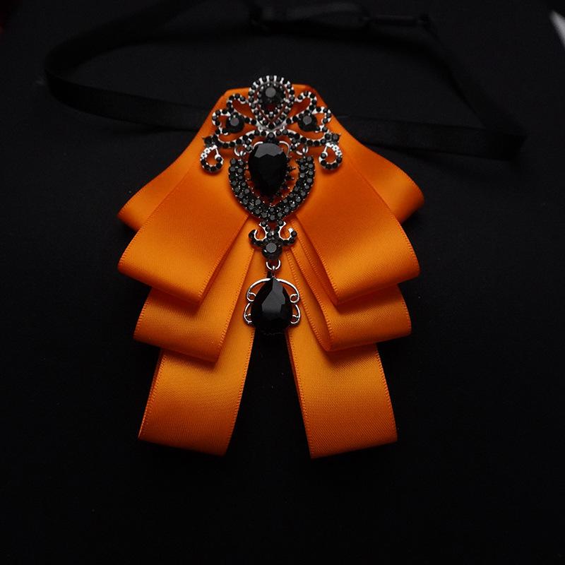 Detachable Bow Tie Brooch Silk Ribbon Collar Pin for Shirts & Blouses Fashion Floral Bow Clip for Women's Casual Outfit