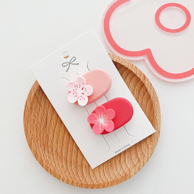 Flower Hair Clips Pink Cherry Blossom Girl Cute Duck Mouth Clip Hairpin Hairpiece Female Headwear Cartoon Sakura Tulip Barrette