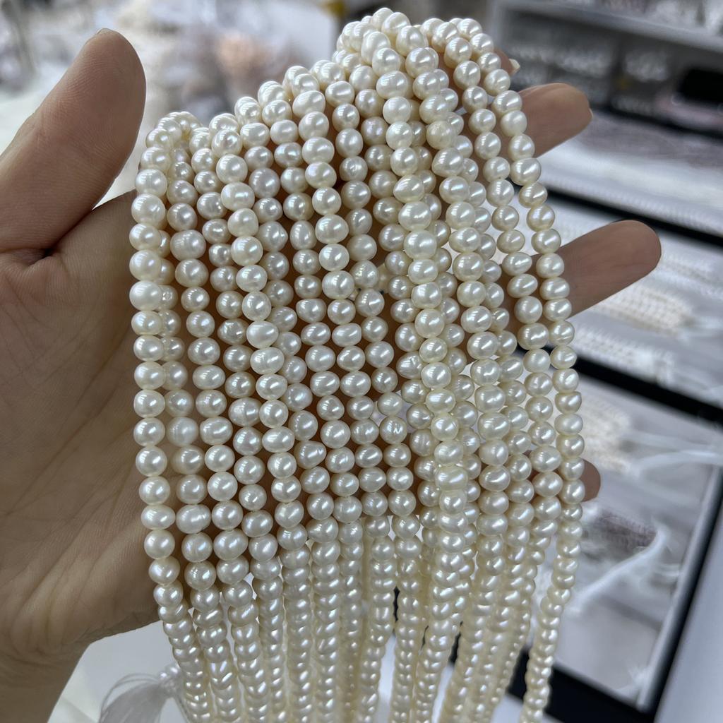 1String, White Natural Freshwater Pearls Beads for Jewelry Making DIY Crafts (Beads 3mm, Length 36cm)