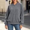 Women's Color Round Neck Long Sleeve Zip Pocket Jacket Loose Fit Casual