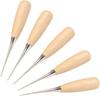 WUTA Leather Craft Awl Leather Hole Punch Sewing Punching Hole Maker with Wood Tool, Tool, Stitch-Over-Stitch Handle, 5-Pack