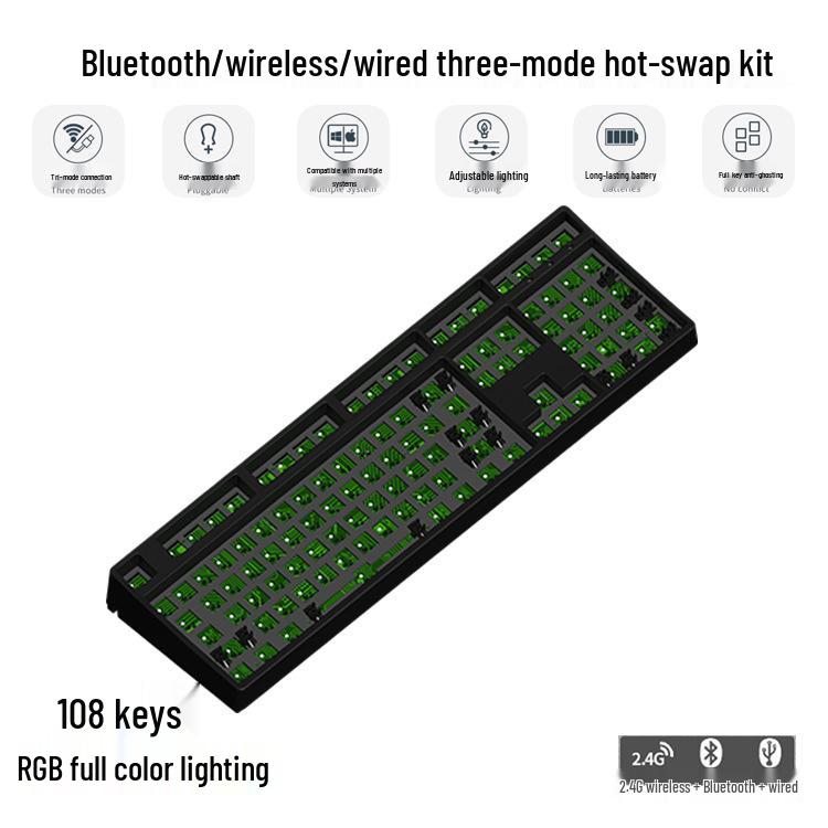 Wireless Bluetooth 68/61 Mechanical Keyboard Kit: RGB, Hot-Swappable, DIY Customizable, Mini, Portable.