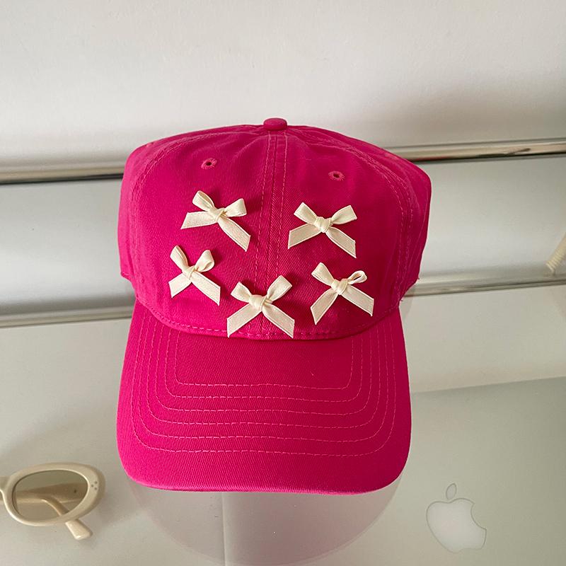 Spring and summer soft top baseball cap versatile bow sweet visor casual sun protection cap female tide
