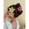 5pcs Women's Ombre Flower Hair Clips 8cm Plastic Hairpins, Elegant Bun Ponytail Accessories for Daily Party Vacation, Cute Hair Clamps