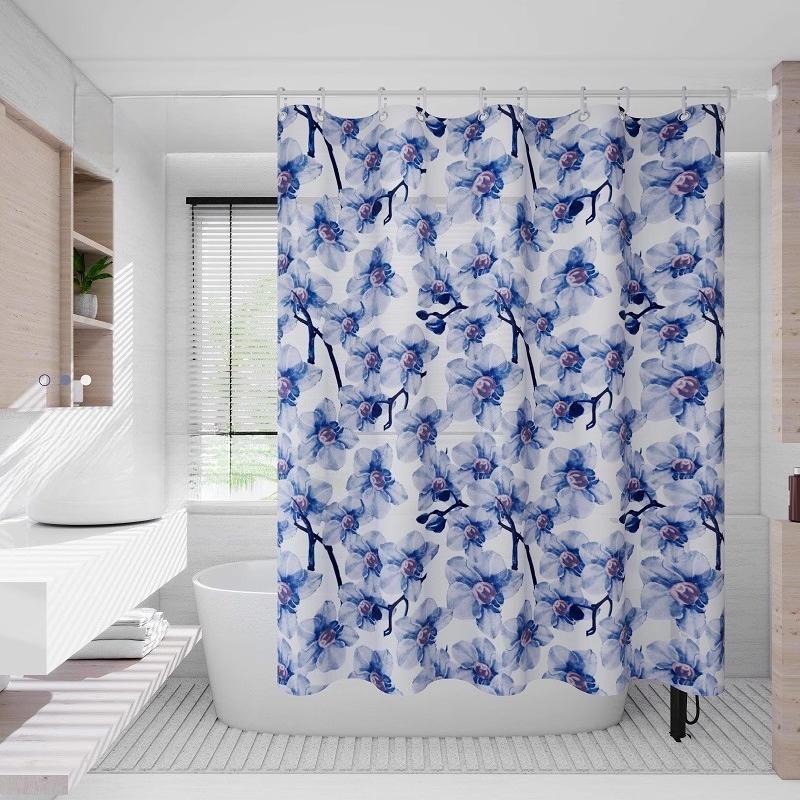 Transparent Waterproof Shower Curtain Bathroom Translucent Partition Curtain Easy Clean Wipe Mildew Proof Curtains with Hooks