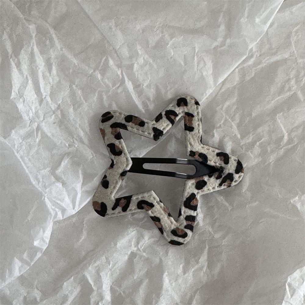 Polka Dot Leopard Print Leather Star Hair Clip - Cloud Cutout BB Clip for Side Bangs