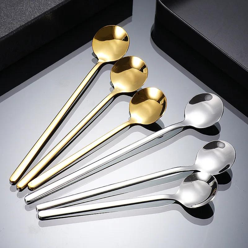 Stainless Steel Head Spoons Creative Home Tableware Teaspoon Coffee Ice Cream Honey Mixing Spoon Kitchen Dinnerware