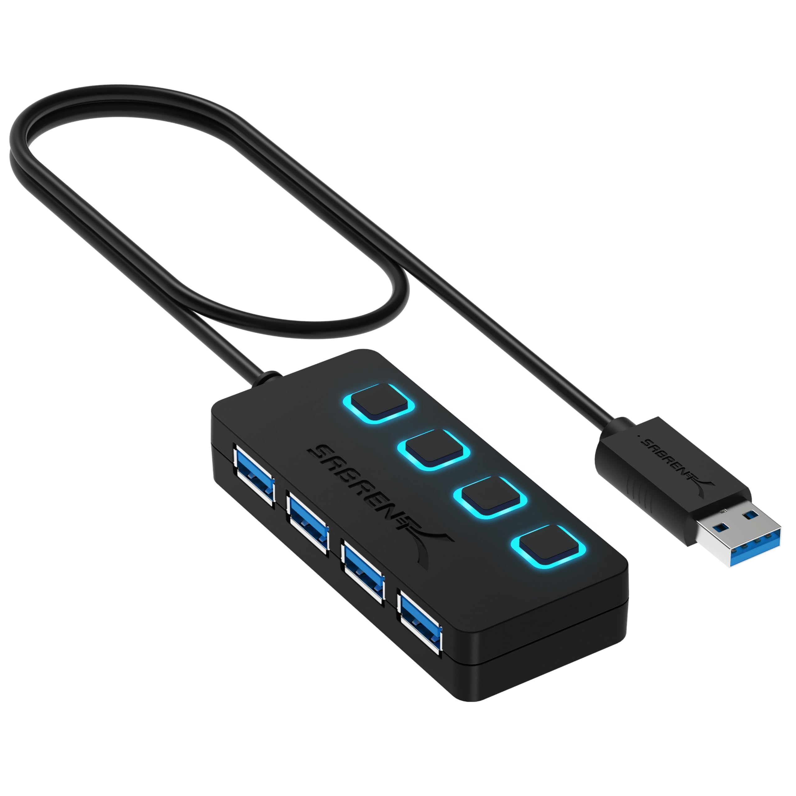 

USB-концентратор SABRENT 3.0 4 порта (со светодиодным выключателем питания) SuperSpeed 5 Гбит/с для PS5/PS4