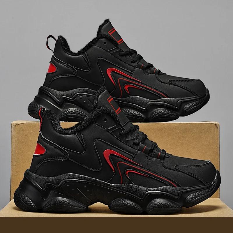 

мужские ботинки 2024 года, новые зимние тапочки, теплые мужские туфли, водонепроницаемые нескользящие плюшевые кроссовки, мужские теннисные туфли, ботинки, мужские кроссовки, зимние 42