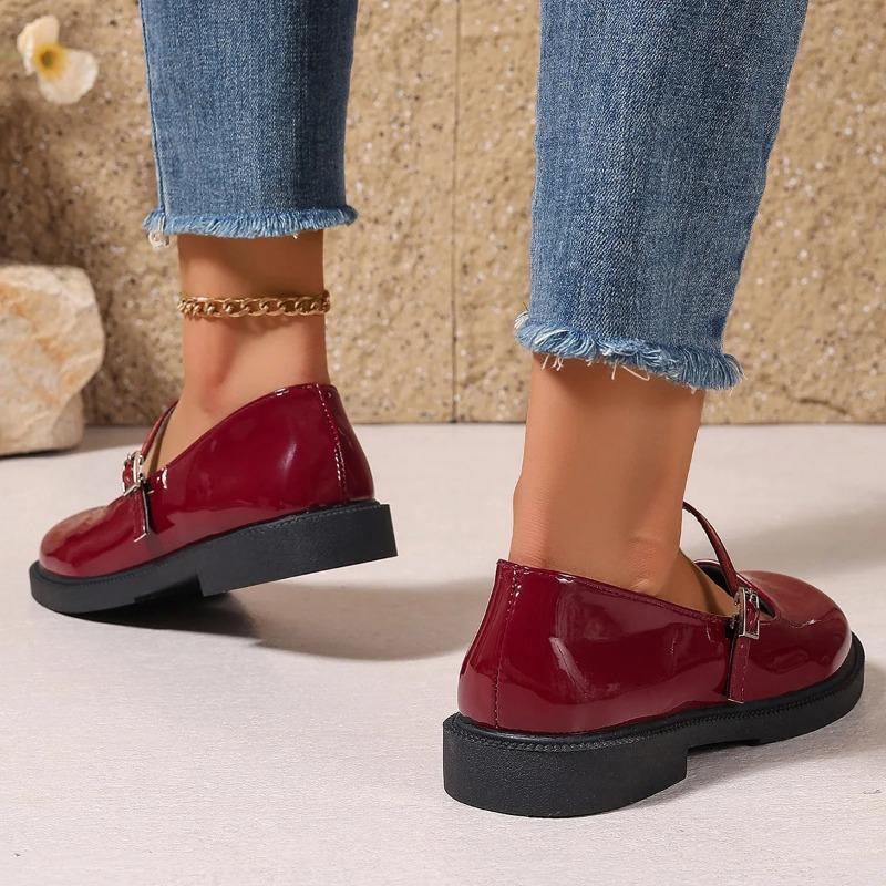 Plus Size 42 Women Leather Shoes Round Toe Mary Janes Shoes Black Girls Student School Shoes Low Heels Lolita Oxford