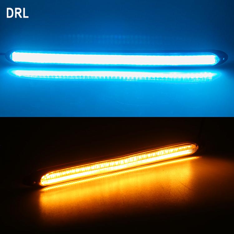 2Pcs LED Car DRL Daytime Running Lights Waterproof Universal 12V Auto Headlight Sequential Turn Signal Yellow Flow Day Light