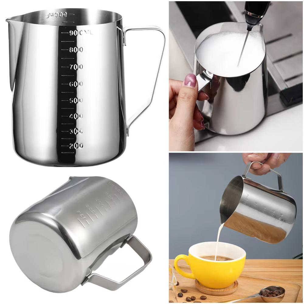 Stainless Steel Latte Art Cup with Scale Frother Pitcher Coffee Tool Measuring Cups  Cafe