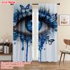 2pcs   Plane Printing Curtains Beautiful Eyes 100% Polyester (without Rod) Holiday Ldeal for Bedroom & Various Living Spaces