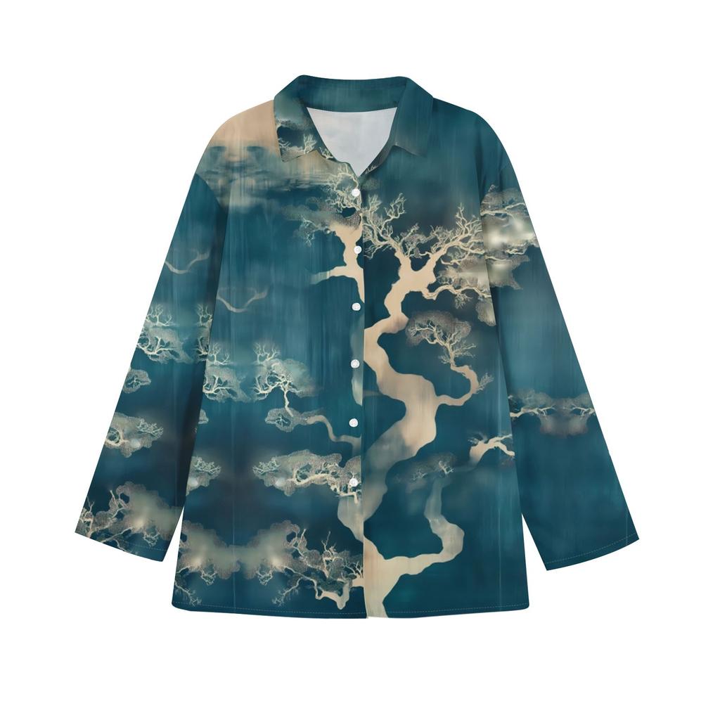 Womens Button Down Shirt Long Sleeve Shirts For Women Print Graphic Blouse Top