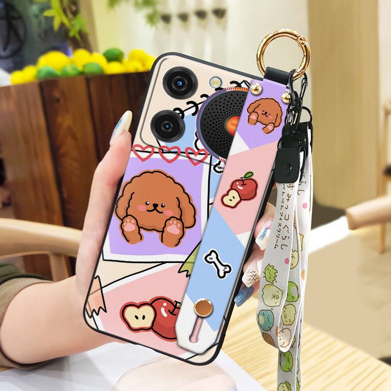 Silicone Wrist Strap Phone Case For ZTE Nubia Music Lanyard Durable Wristband Soft Case Ring Anti-knock Cartoon Cute