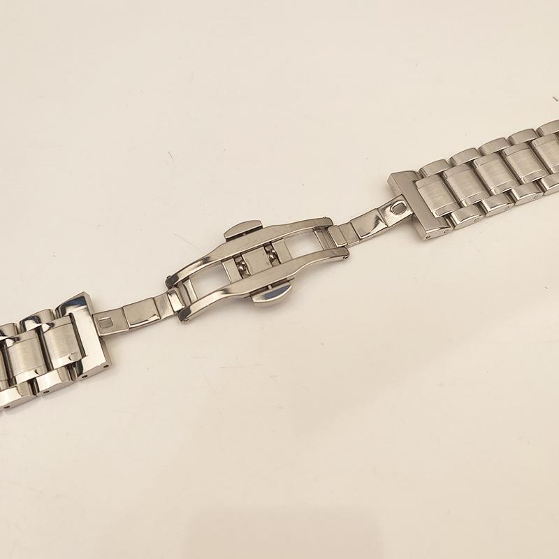 Stainless Steel Strap, Five-bead Solid Stainless Steel Strap, Butterfly Double Snap Buckle Watch Strap, Watch Accessories 12-22mm