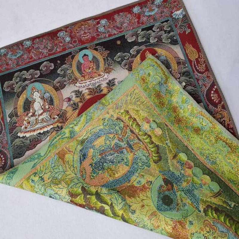 36" Tibet Tibetan Cloth Silk 4 Arm Guanyin Kwan-Yin Tangka Thangka Mural
