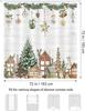 Christmas Shower Curtain, Winter Xmas Tree Wooden Cabin Gifts Rustic Farmhouse Bathroom Decor Polyester Fabric Waterproof Bath