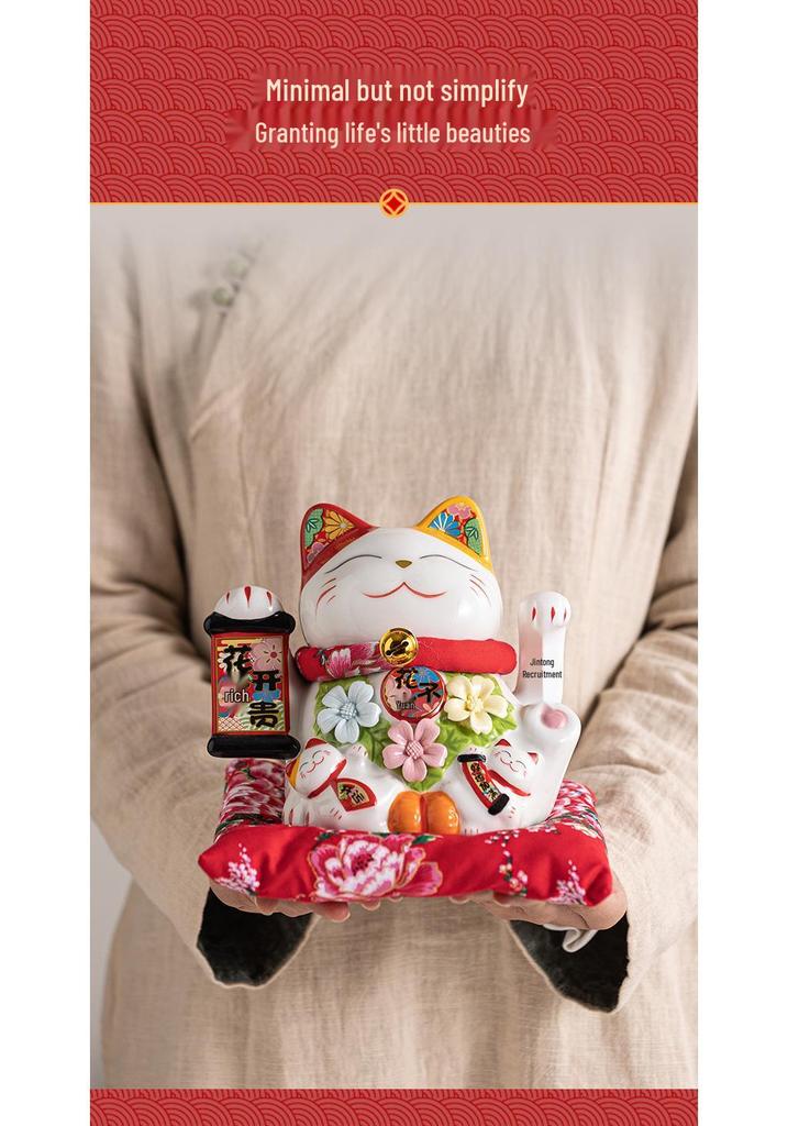 Automatic Waving Lucky Cat Ornament - Prosperity Gift for Home, Shop, or Business Entry
