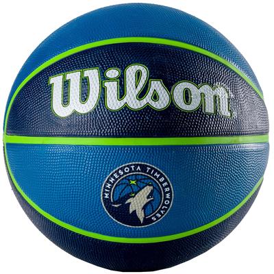 Wilson Ballon de basket-ball unisexe bleu de l'équipe NBA des Minnesota Timberwolves