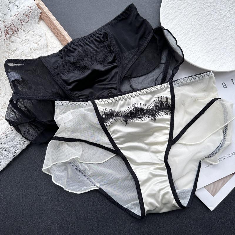 Ladies Spring and Summer Lotus Leaf Edge Mesh Ice Silk Lace Sexy Underwear