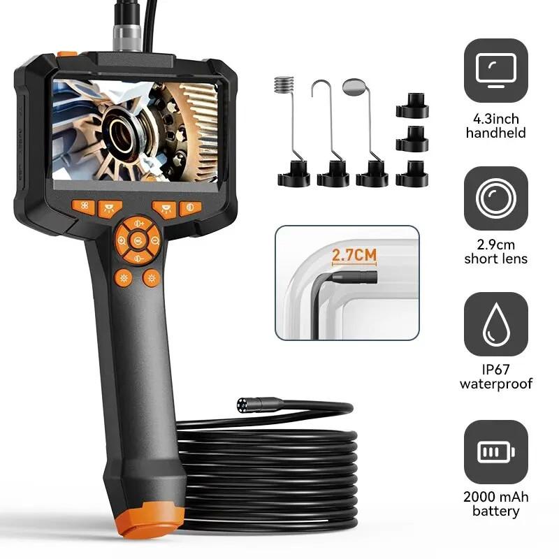 4.3 Inch IPS HD 1080P Dual Lens Pipe Inspection Borescope Car Sewer Checking Repair Tool Screen Industrial Endoscope Camera