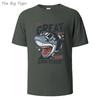 Great Shark Printing Mens Basic Cotton Tee Simple Round Neck Comfortable Fit Lightweight Breathable Casual Wear Mens Tshirt