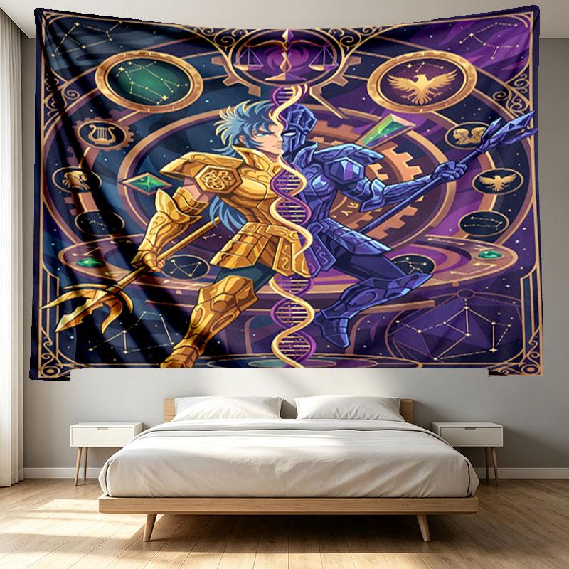Saint Seiya Print Tapestry - Portable Wall Decor Cloth, for Home, Dorm, Travel, Bedroom, Living Room - Ideal Birthday Housewarming Gift