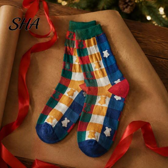 Cozy Autumn Winter Hosiery Christmas Socks for Men And Women, Soft Combed Cotton Warmth Accessories Crew Socks, Novelty Colorful Footwear Holiday Wear