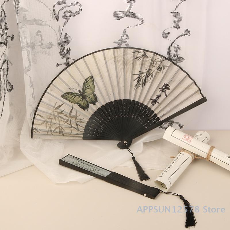 Ventaglio Pieghevole Stile Retro Femminile Motivo Giapponese Retro Artigianato in Tessuto Regalo Ornamento Decorazione Casa Ventaglio a Mano per Danza