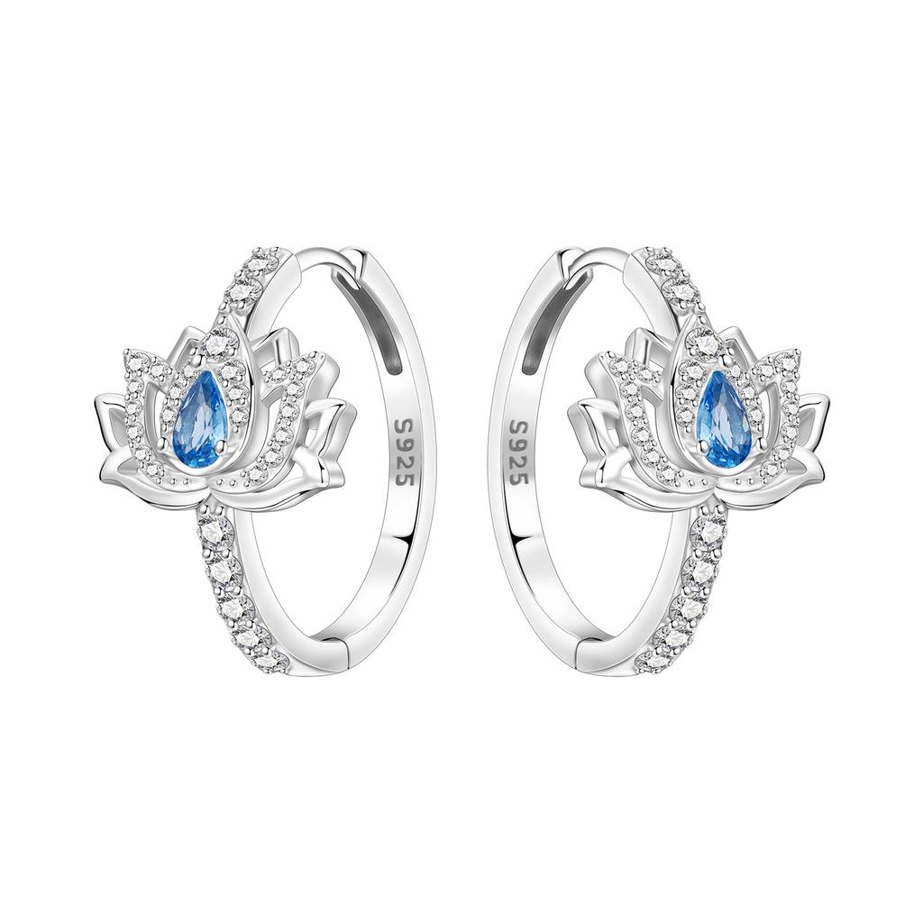 Orstarry 925 Silber Blauer Zirkon Sternenhimmel Ohrring Original Schmuck Creolen Damen Schmuck Party Trendige Geschenke