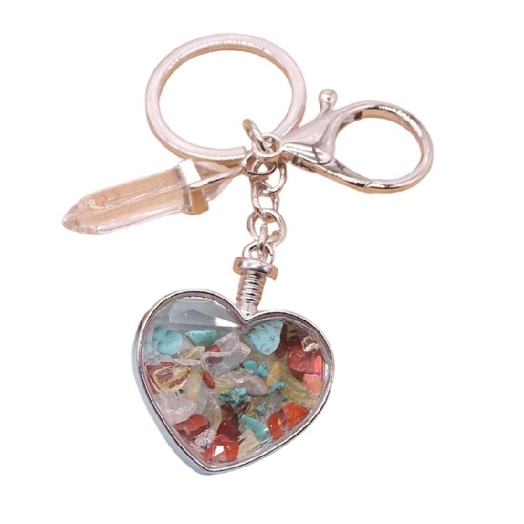 Long Time Use Natural Stone Heart Shaped Photo Frame Keychain Resistant Wear Tear Ideal Meaningful Carry Item Gift