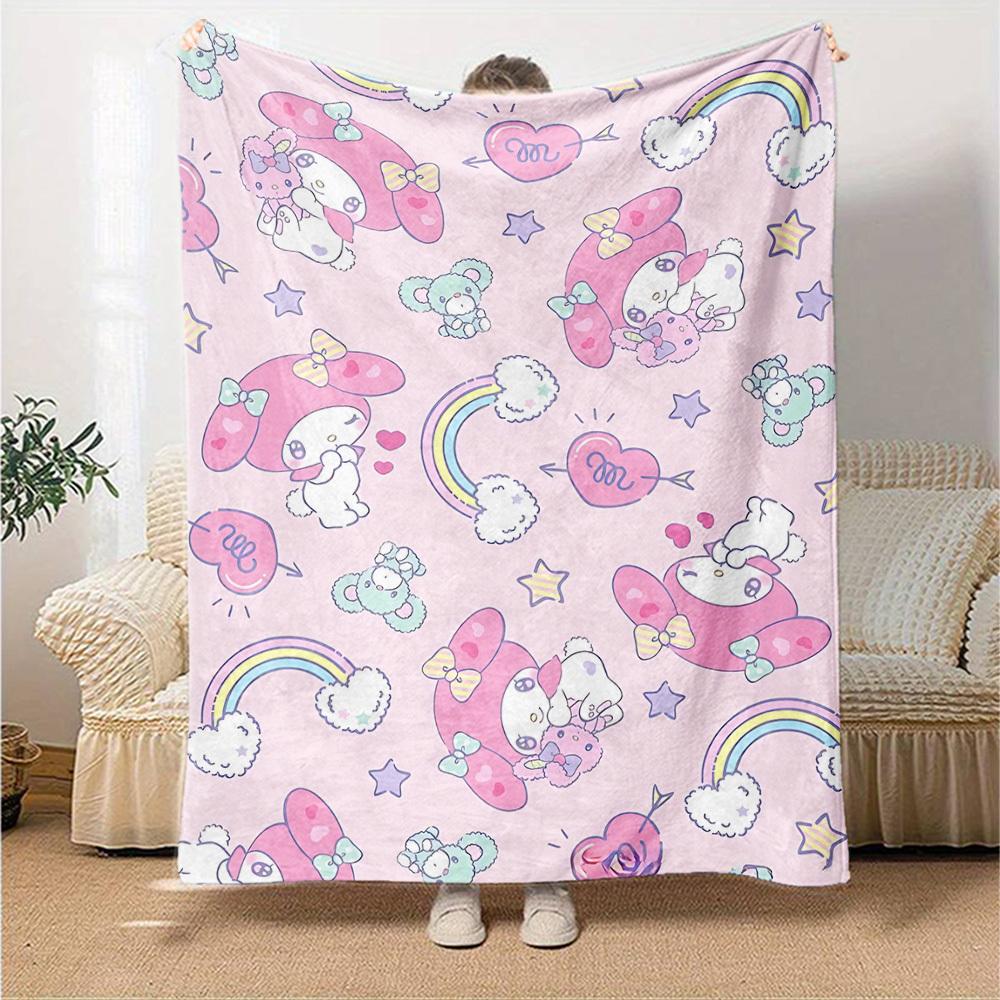 1pc My Melody blanket Lightweight Flannel Throw for Sofa Bed Travel Camping Livingroom Office Couch Chair
