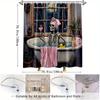 1Pc Halloween Skeleton Bathtub Shower Curtain Funny Bone Decor Vintage Style Polyester Fabric Bathroom Decor Bathtub Partition