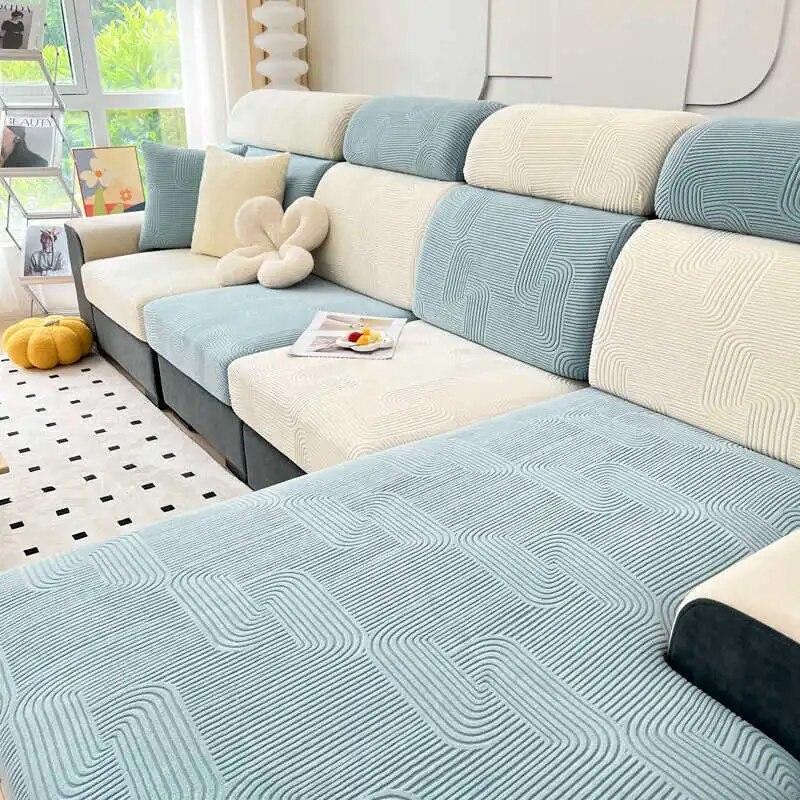 Leichter, luxuriöser Sofa-Sitzbezug, staubabweisend, elastisch, L-förmige Couchkissen-Schonbezüge, waschbar