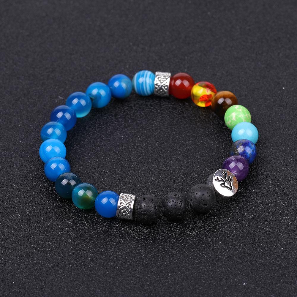 European & American Reindeer Bracelet with Striped Agate, Tiger's Eye, and Frosted Amazonite