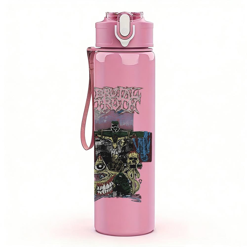 1PC Dark Band Vintage Poster Collage Print 750ml Portable Sports Water Bottle Leakproof Gym Outdoor Travel Drink Cup