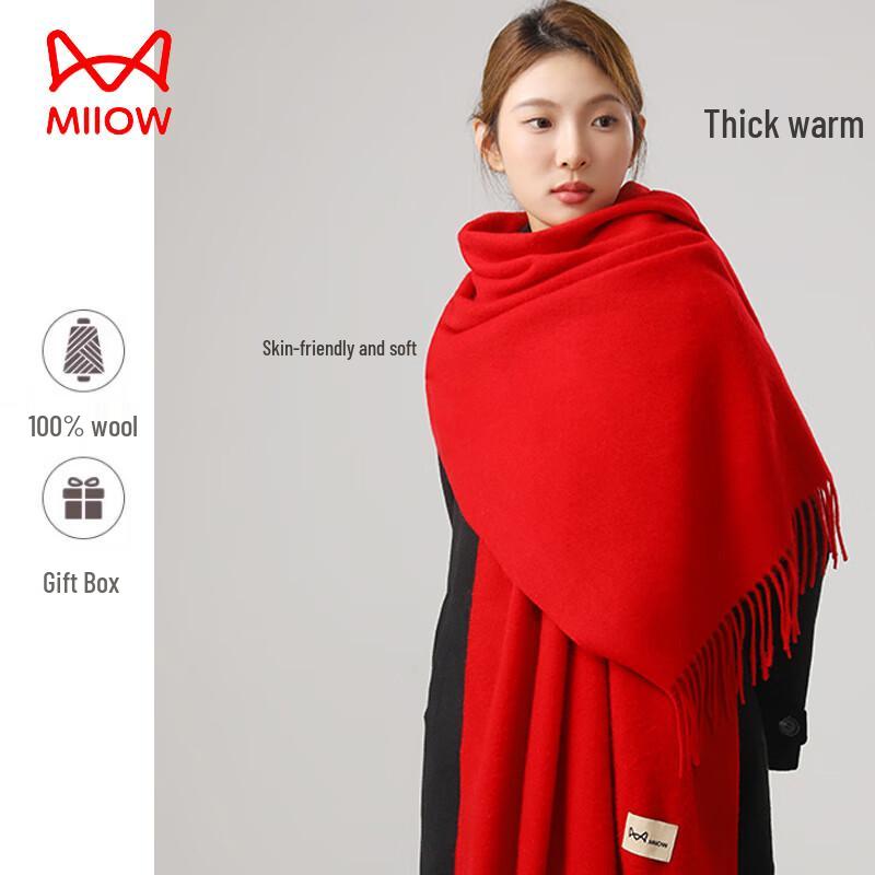 MiiOW Women's 100% Pure Wool Retro Warm Scarf & Shawl