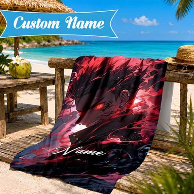 Serviette de plage personnalisée Gojo Jujutsu, Serviette de plage en microfibre, Légère et à séchage rapide, pour les voyages d'été, Cadeau pour piscine