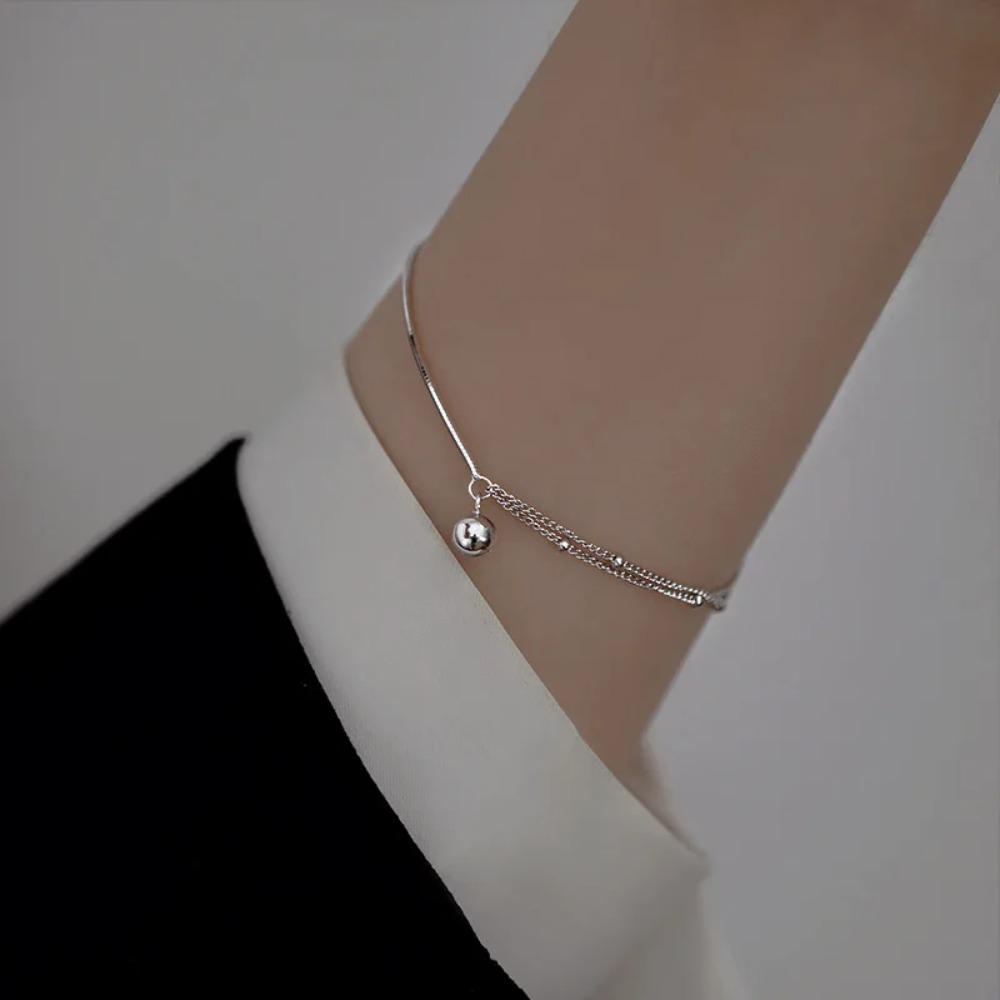 925 Silver Double Love Heart Hollow Beads Bracelet Adjustable Romantic Jewelry for Women Fashion Classic