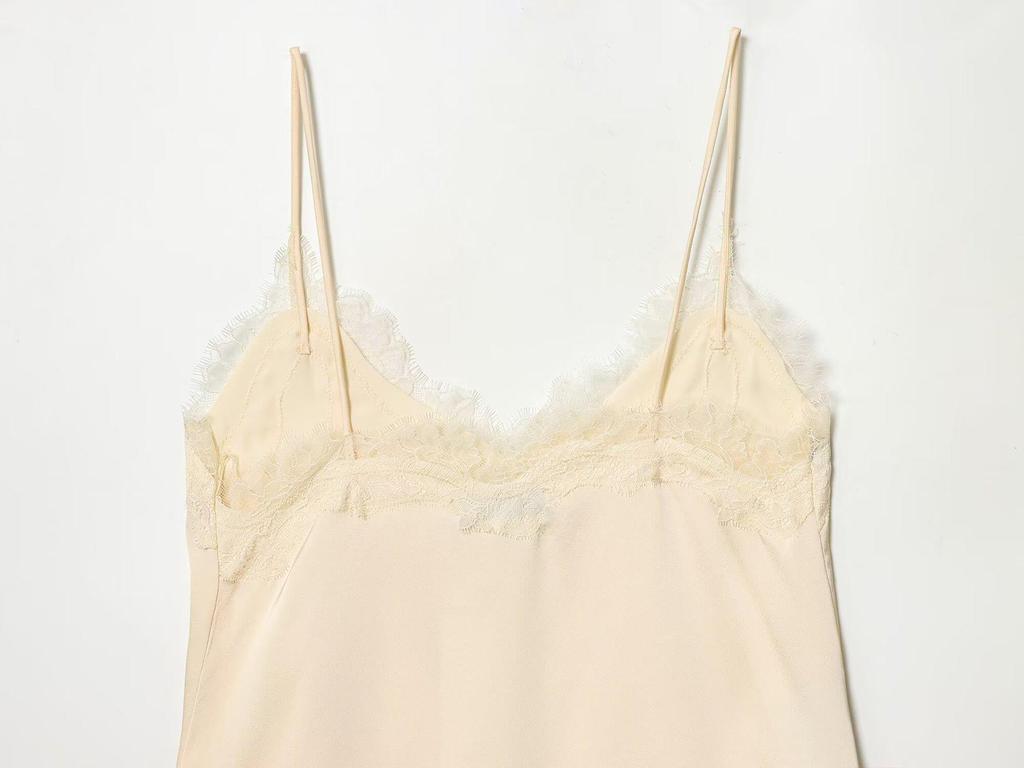 2026 Spring European & American Style Women's Satin Lace V-Neck Sleeveless Top
