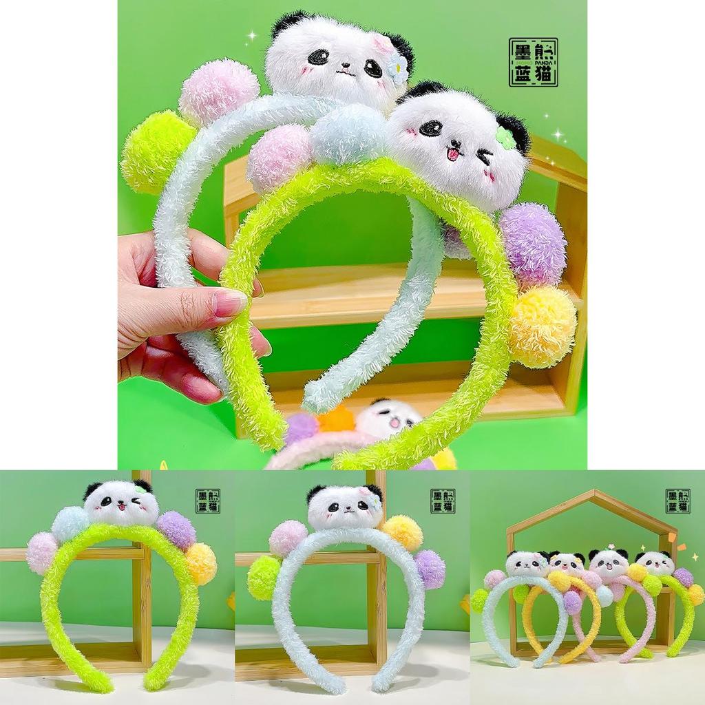 Panda Cartoon Hairband With Colorful Balls For Kids And Students