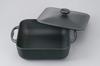 Iwachu Square Dimensions X X IH Nambu Pan, Black. (cm) 30.5 24.5 (H) 3.5 (shallow) / (H) 8.5 (deep). Compatible. 21700. Double-handled Pot. Ironware.