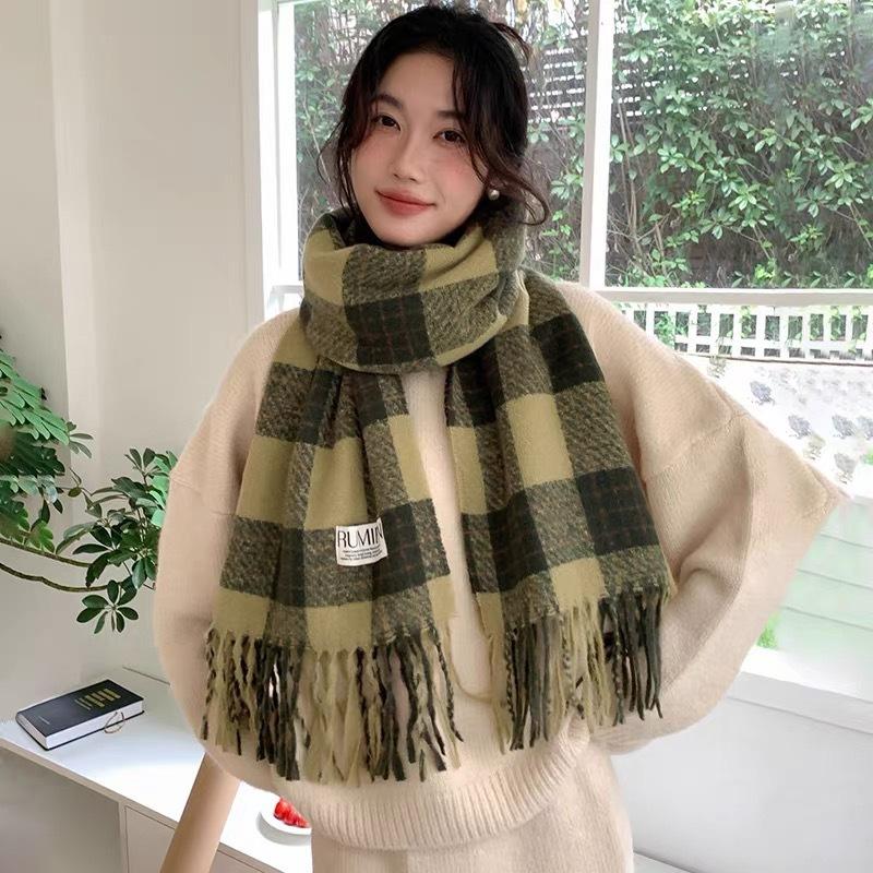 Autumn and Winter New Christmas Red Plaid Scarf Imitation Cashmere Thickened Atmosphere Fashion Shawl Student Gift Scarf