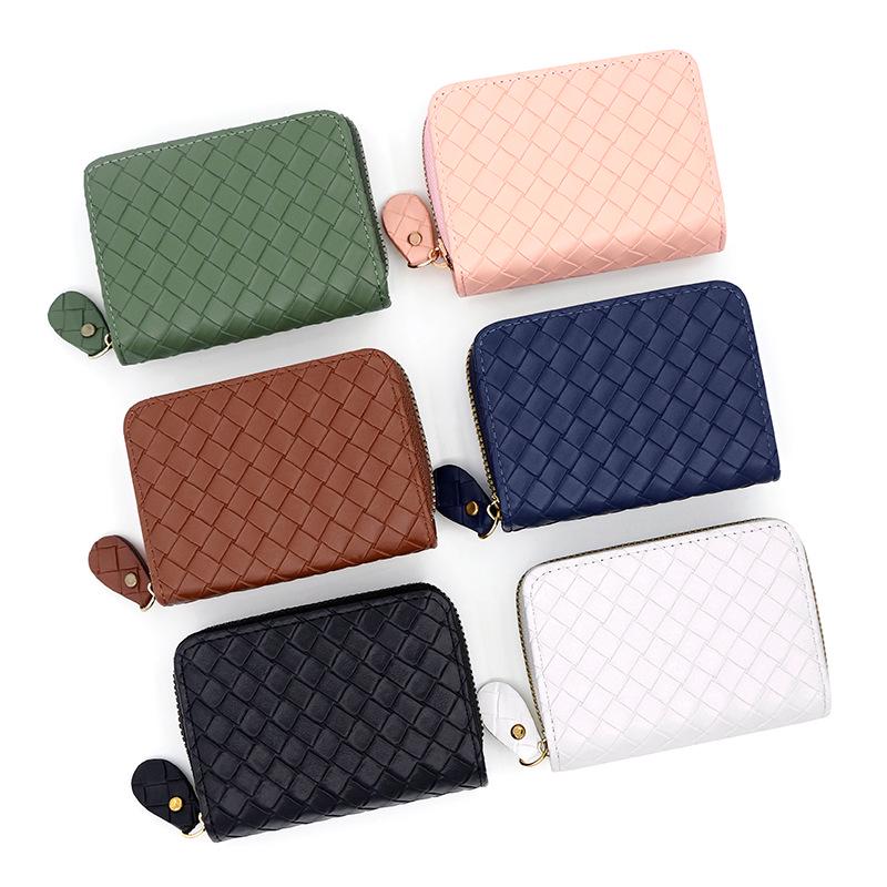 Chic Accordion Card Holder: Woven Zipper Coin Purse with Multi-Card Slots for Men & Women