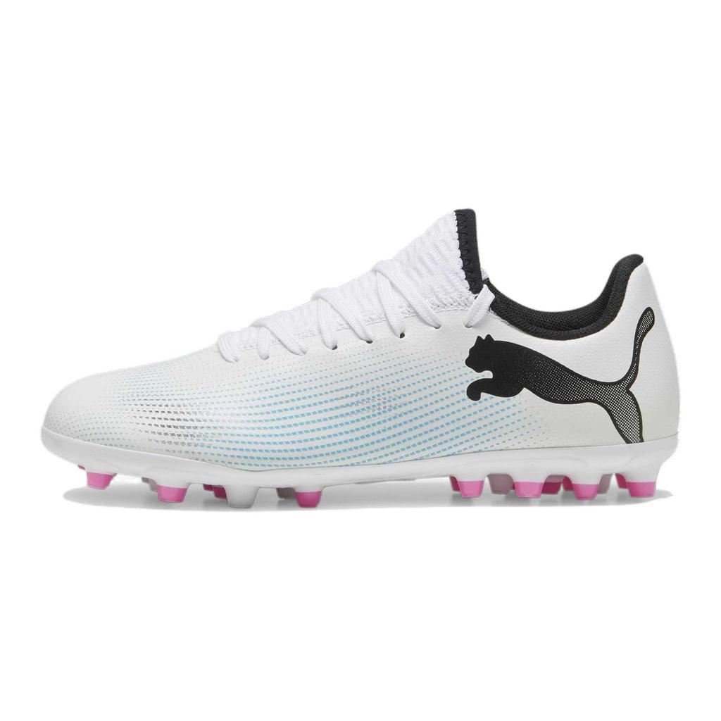 Puma 7 Play Mg Comfortable Sports Low-Top Soccer Shoes Kids Soccer Shoes White Blue 107736-01