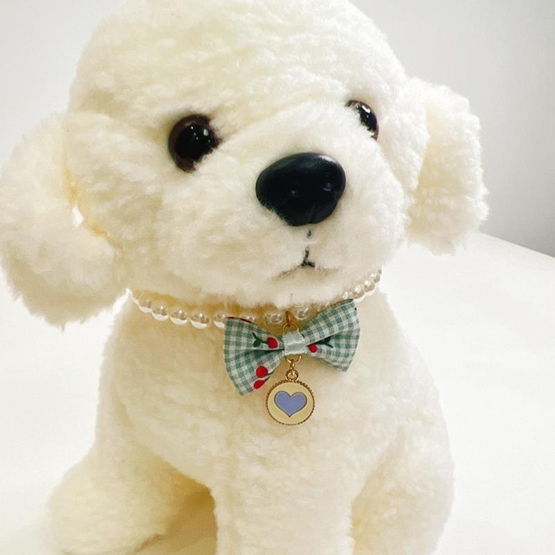 Pet Bowknot Adjustable Collar Cat Jewelry Pendant Princess Pearl Necklace Puppy Collar Decorative Dog Collar Accessories