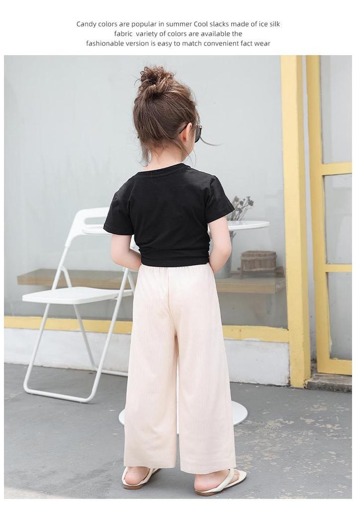 Calça Cropped de Perna Larga de Seda Gelada Repelente de Mosquitos de Verão para Meninas Mais Velhas 2026