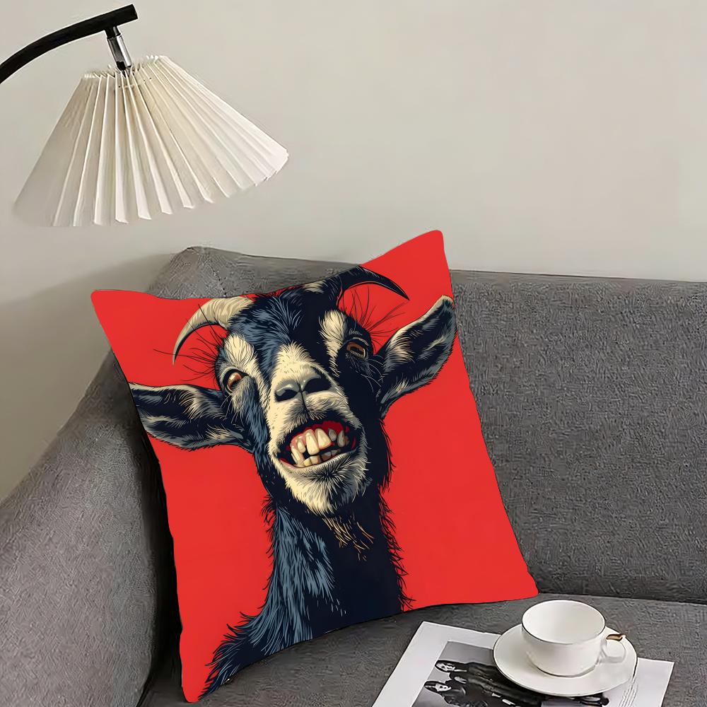 Funny Goat Cute Cushion Cover Pillowcase Ultra Soft Skin Friendly Fabric Cloud Like Comfort  Concealed Zipper