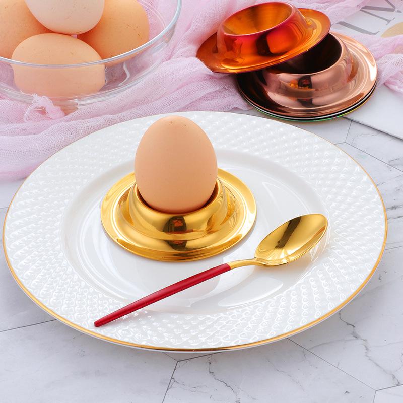 Golden Stainless Steel Egg Cup Boiled Egg Tray Round Single Egg Holder Household Restaurant Breakfast Egg Tool Kitchen Gadget